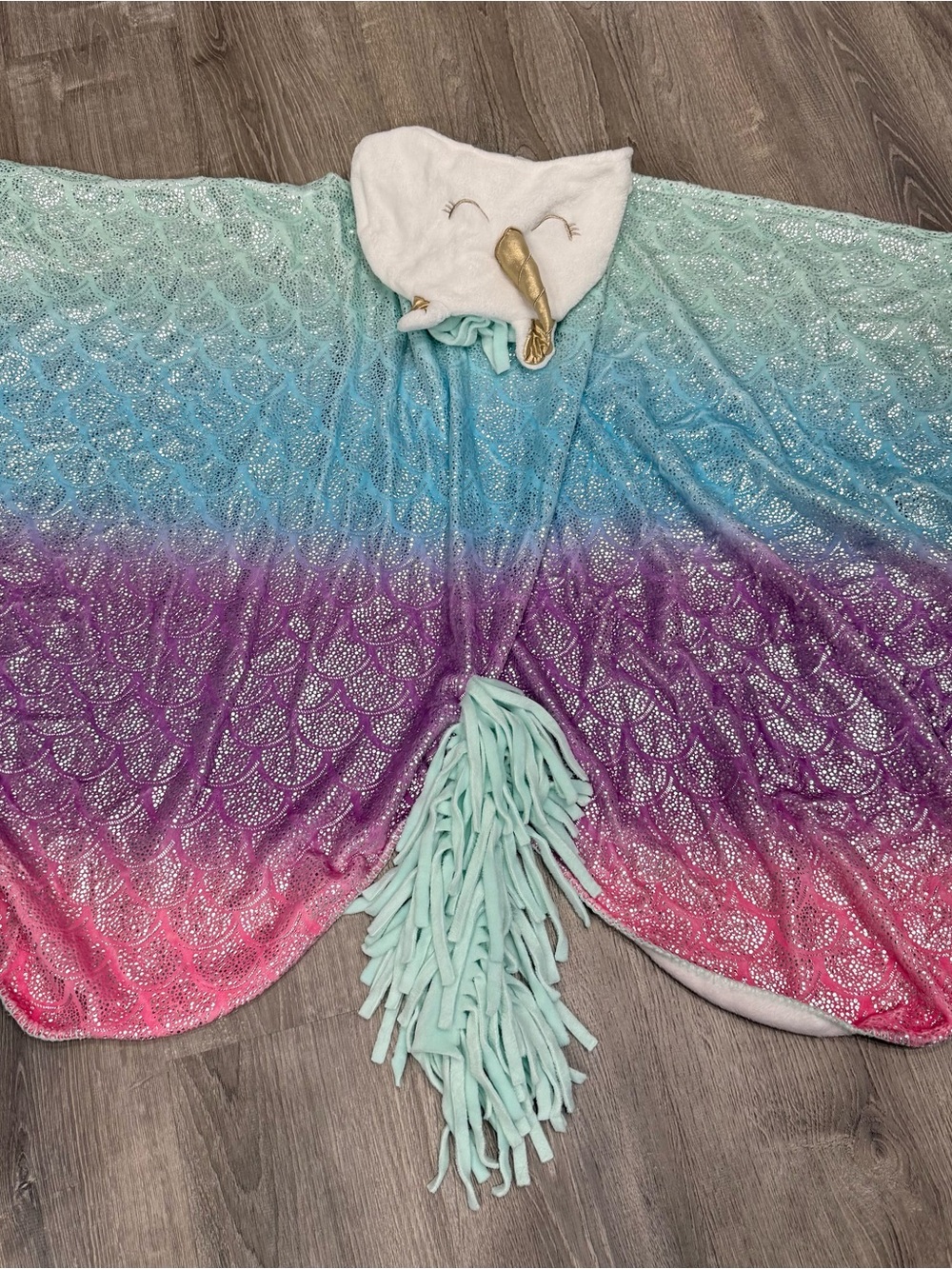 Cloud Chaser Girls' Mermaid Hooded Robe in Mint, Blue, Purple, Pink